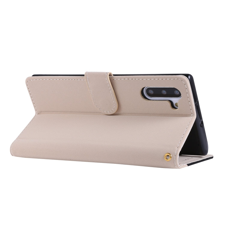 For Galaxy Note 10 Fabric Stitching Embroidery Horizontal Flip Leather Case With Holder & Card Slots & Wallet