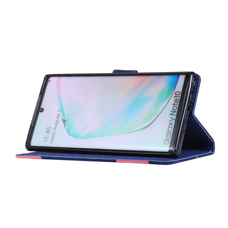 For Galaxy Note 10 Fabric Stitching Embroidery Horizontal Flip Leather Case With Holder & Card Slots & Wallet