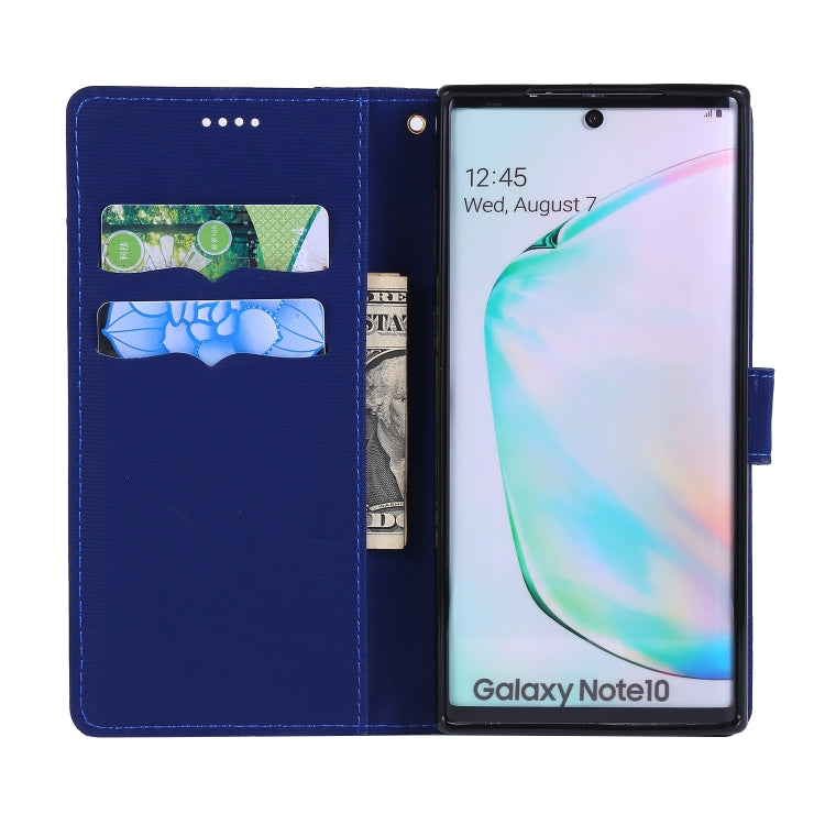 For Galaxy Note 10 Fabric Stitching Embroidery Horizontal Flip Leather Case With Holder & Card Slots & Wallet