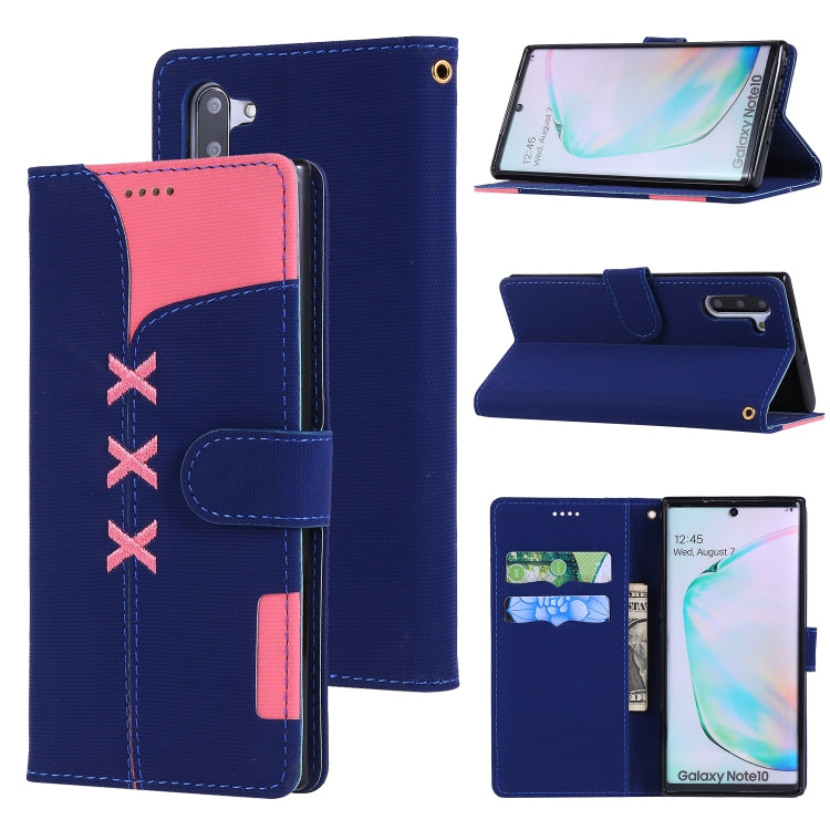 For Galaxy Note 10 Fabric Stitching Embroidery Horizontal Flip Leather Case With Holder & Card Slots & Wallet
