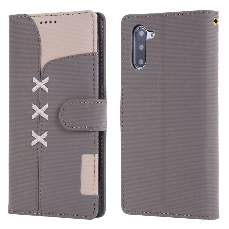 For Galaxy Note 10 Fabric Stitching Embroidery Horizontal Flip Leather Case With Holder & Card Slots & Wallet