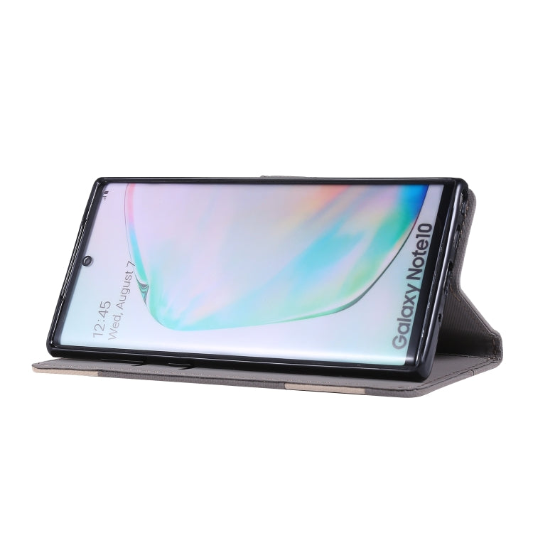 For Galaxy Note 10 Fabric Stitching Embroidery Horizontal Flip Leather Case With Holder & Card Slots & Wallet