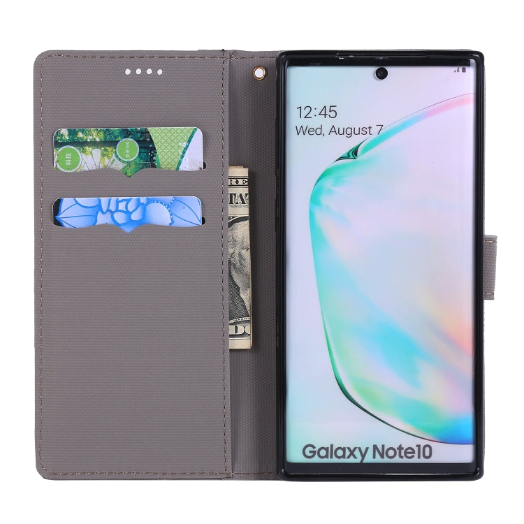 For Galaxy Note 10 Fabric Stitching Embroidery Horizontal Flip Leather Case With Holder & Card Slots & Wallet