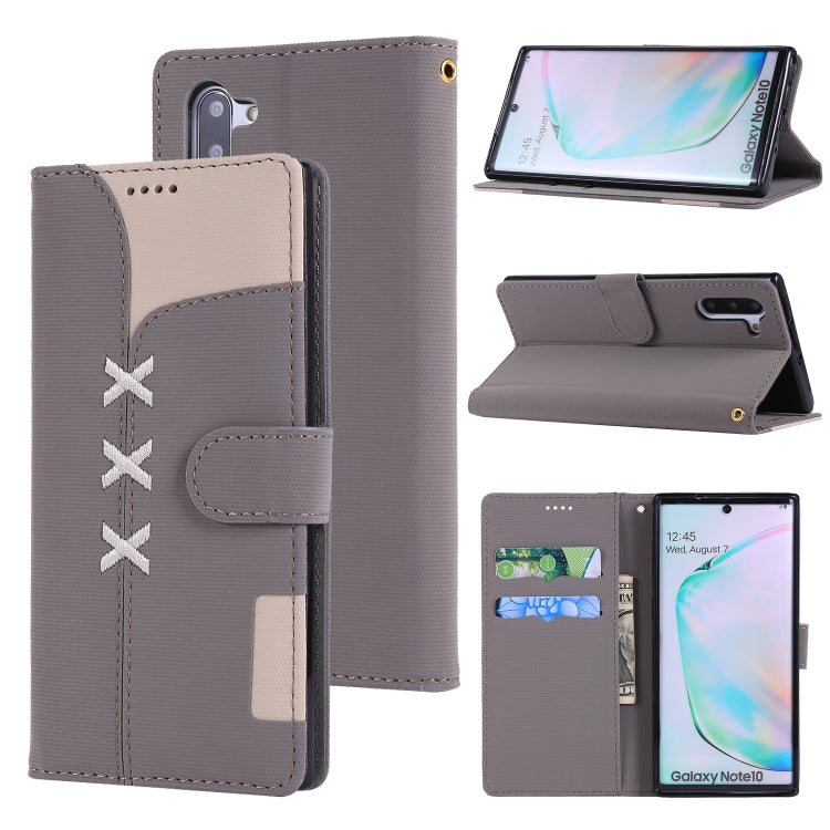 For Galaxy Note 10 Fabric Stitching Embroidery Horizontal Flip Leather Case With Holder & Card Slots & Wallet