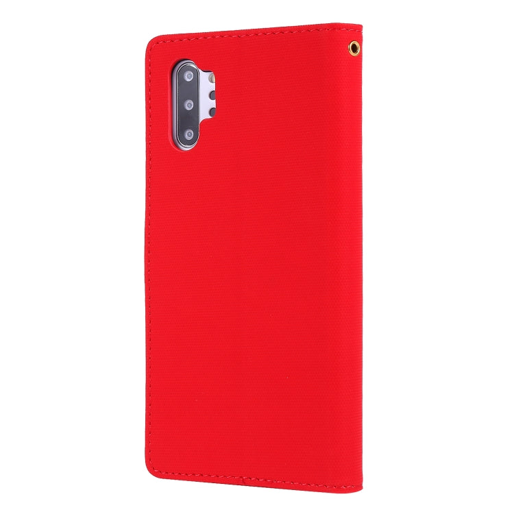 For Galaxy Note 10+ Fabric Stitching Embroidery Horizontal Flip Leather Case With Holder & Card Slots & Wallet