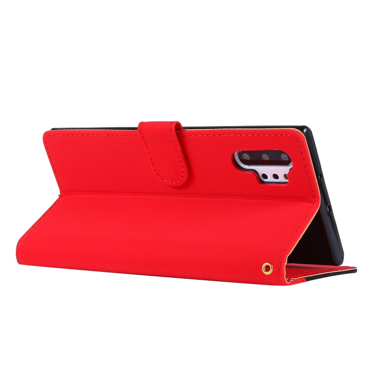 For Galaxy Note 10+ Fabric Stitching Embroidery Horizontal Flip Leather Case With Holder & Card Slots & Wallet
