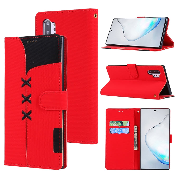 For Galaxy Note 10+ Fabric Stitching Embroidery Horizontal Flip Leather Case With Holder & Card Slots & Wallet