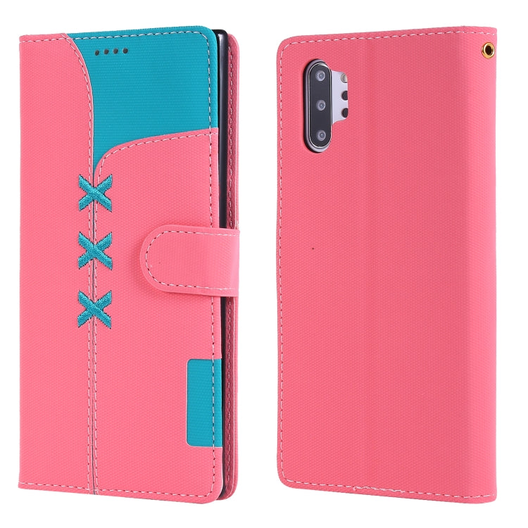 For Galaxy Note 10+ Fabric Stitching Embroidery Horizontal Flip Leather Case With Holder & Card Slots & Wallet