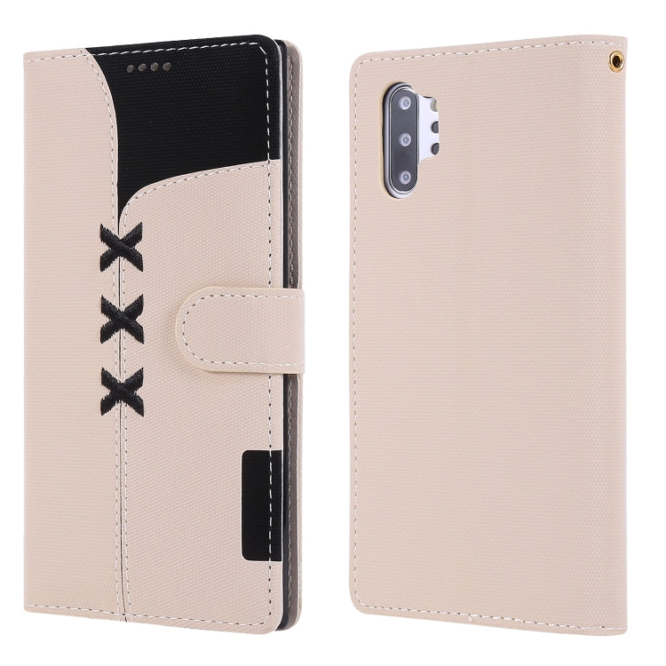 For Galaxy Note 10+ Fabric Stitching Embroidery Horizontal Flip Leather Case With Holder & Card Slots & Wallet