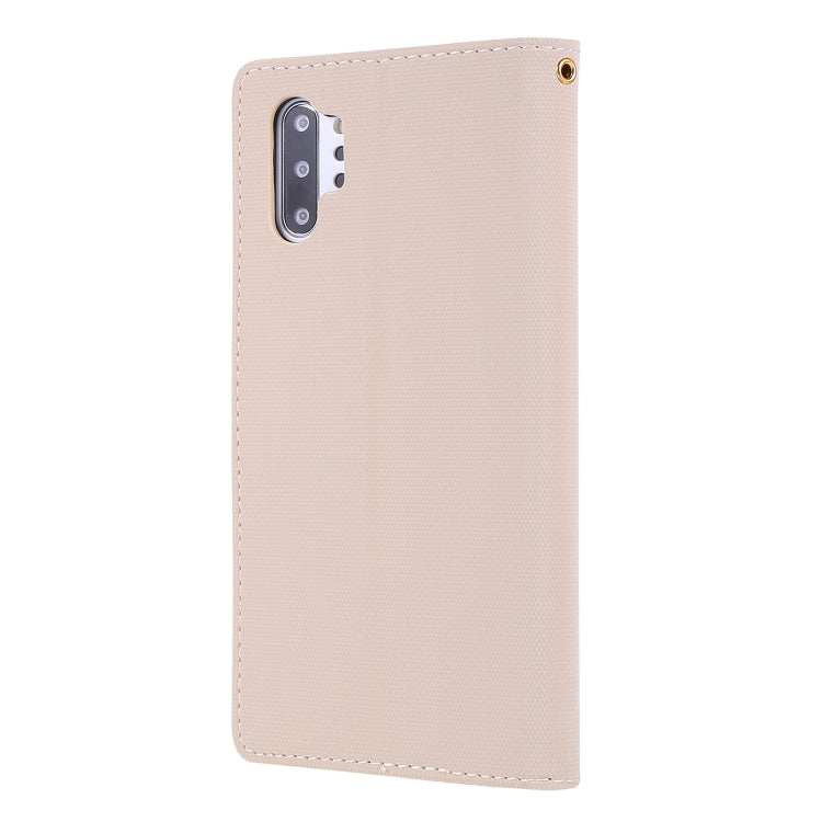 For Galaxy Note 10+ Fabric Stitching Embroidery Horizontal Flip Leather Case With Holder & Card Slots & Wallet