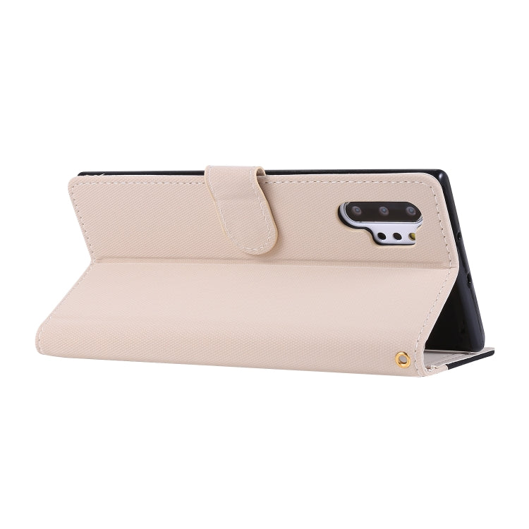 For Galaxy Note 10+ Fabric Stitching Embroidery Horizontal Flip Leather Case With Holder & Card Slots & Wallet