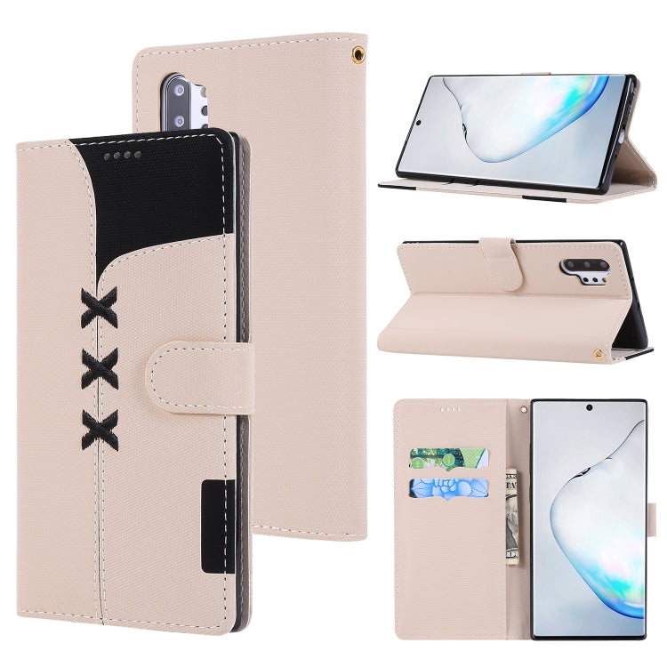 For Galaxy Note 10+ Fabric Stitching Embroidery Horizontal Flip Leather Case With Holder & Card Slots & Wallet