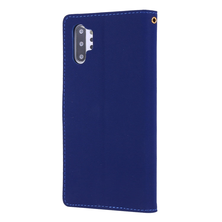 For Galaxy Note 10+ Fabric Stitching Embroidery Horizontal Flip Leather Case With Holder & Card Slots & Wallet