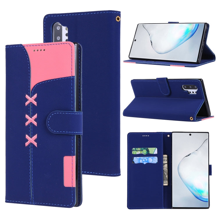For Galaxy Note 10+ Fabric Stitching Embroidery Horizontal Flip Leather Case With Holder & Card Slots & Wallet