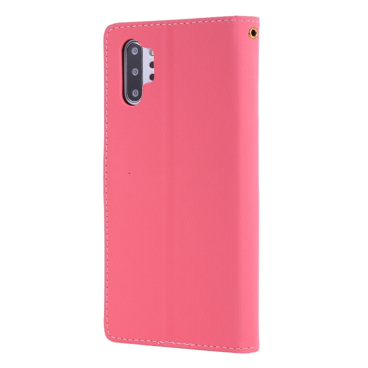 For Galaxy Note 10+ Fabric Stitching Embroidery Horizontal Flip Leather Case With Holder & Card Slots & Wallet