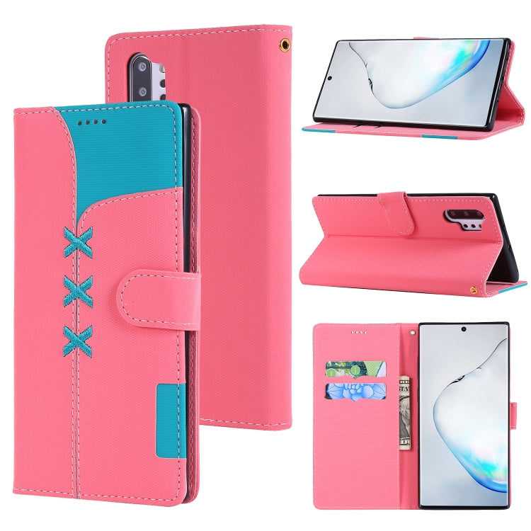 For Galaxy Note 10+ Fabric Stitching Embroidery Horizontal Flip Leather Case With Holder & Card Slots & Wallet