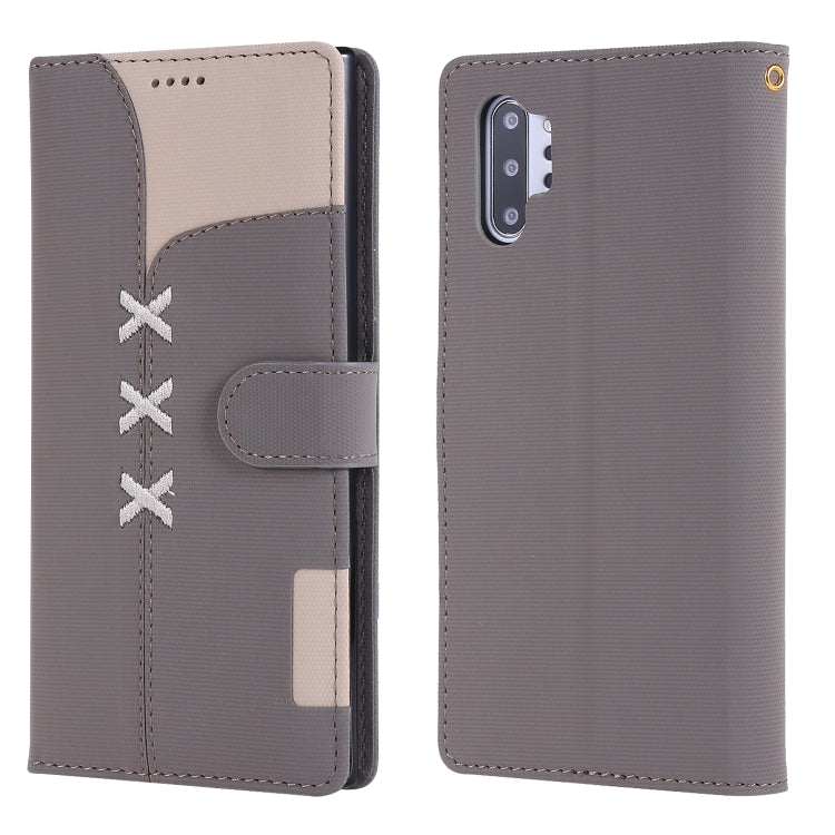 For Galaxy Note 10+ Fabric Stitching Embroidery Horizontal Flip Leather Case With Holder & Card Slots & Wallet