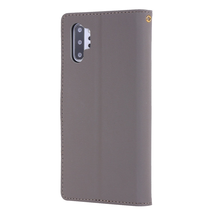 For Galaxy Note 10+ Fabric Stitching Embroidery Horizontal Flip Leather Case With Holder & Card Slots & Wallet