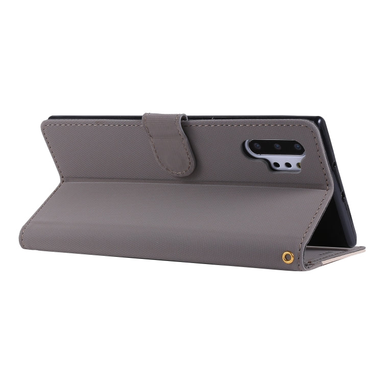 For Galaxy Note 10+ Fabric Stitching Embroidery Horizontal Flip Leather Case With Holder & Card Slots & Wallet