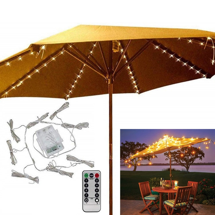 Beach Parasol Copper Wire Light Strip LED Waterproof  Remote Control Holiday Light String(Colorful Light)