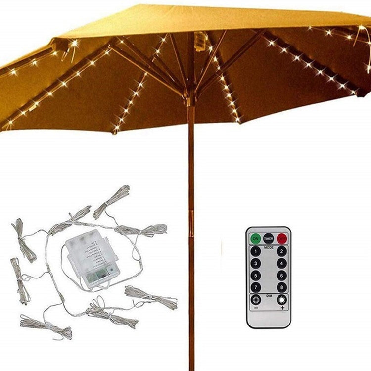 Beach Parasol Copper Wire Light Strip LED Waterproof  Remote Control Holiday Light String(Colorful Light)