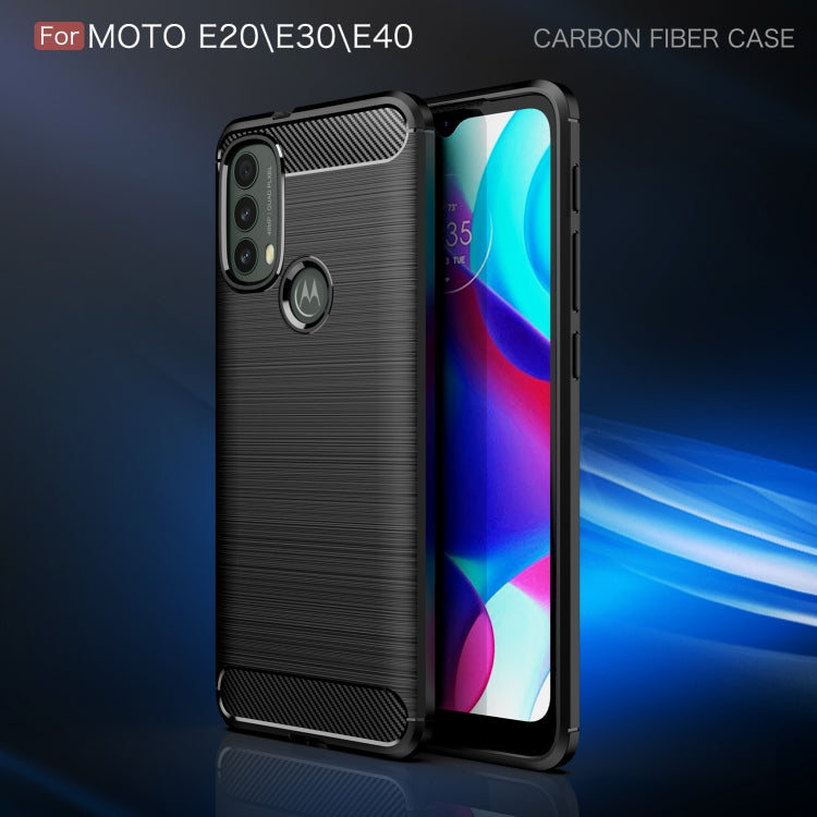 For Motorola Moto E20 / E30 / E40 Brushed Texture Carbon Fiber TPU Case