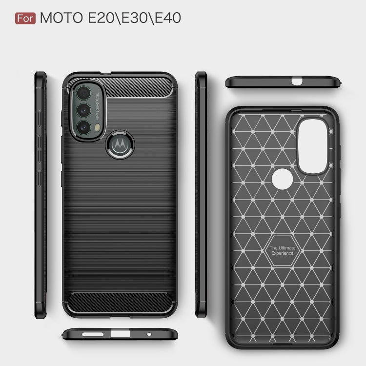 For Motorola Moto E20 / E30 / E40 Brushed Texture Carbon Fiber TPU Case