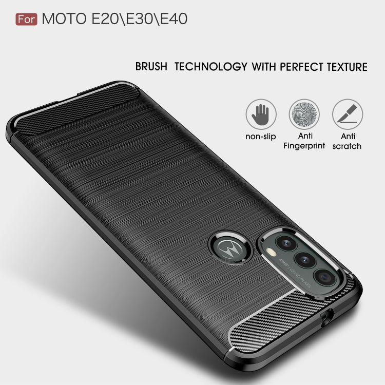 For Motorola Moto E20 / E30 / E40 Brushed Texture Carbon Fiber TPU Case
