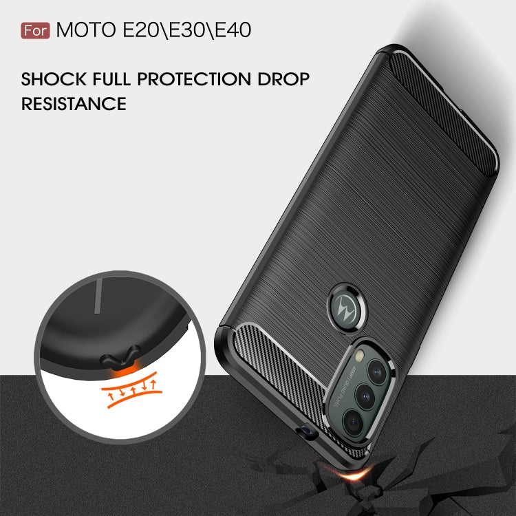 For Motorola Moto E20 / E30 / E40 Brushed Texture Carbon Fiber TPU Case