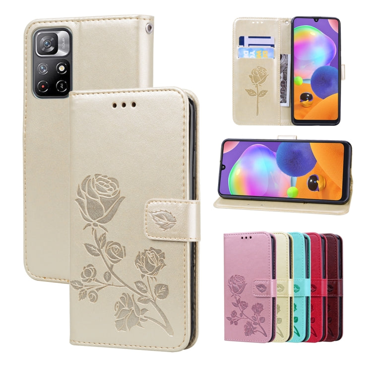 For Xiaomi Redmi Note 11T 5G / Poco M4 Pro 5G Rose Embossed Leather Phone Case