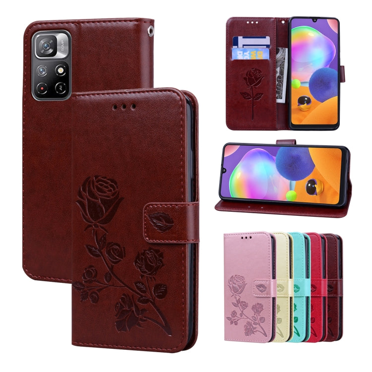 For Xiaomi Redmi Note 11T 5G / Poco M4 Pro 5G Rose Embossed Leather Phone Case