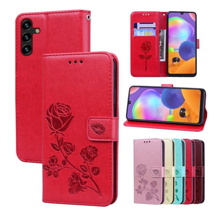 For Samsung Galaxy A13 5G Rose Embossed Leather Phone Case