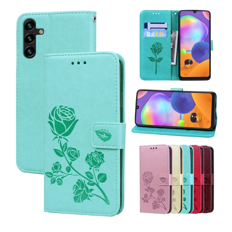For Samsung Galaxy A13 5G Rose Embossed Leather Phone Case