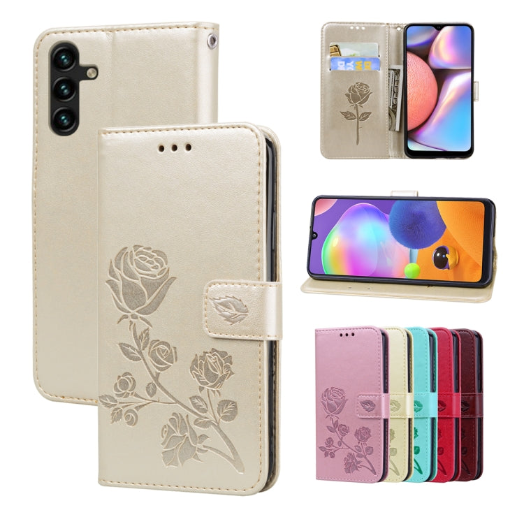 For Samsung Galaxy A13 5G Rose Embossed Leather Phone Case