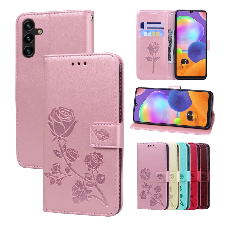 For Samsung Galaxy A13 5G Rose Embossed Leather Phone Case
