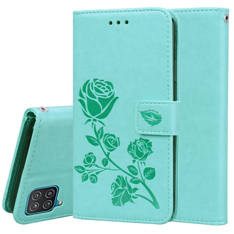 For Samsung Galaxy A22 4G Rose Embossed Leather Phone Case
