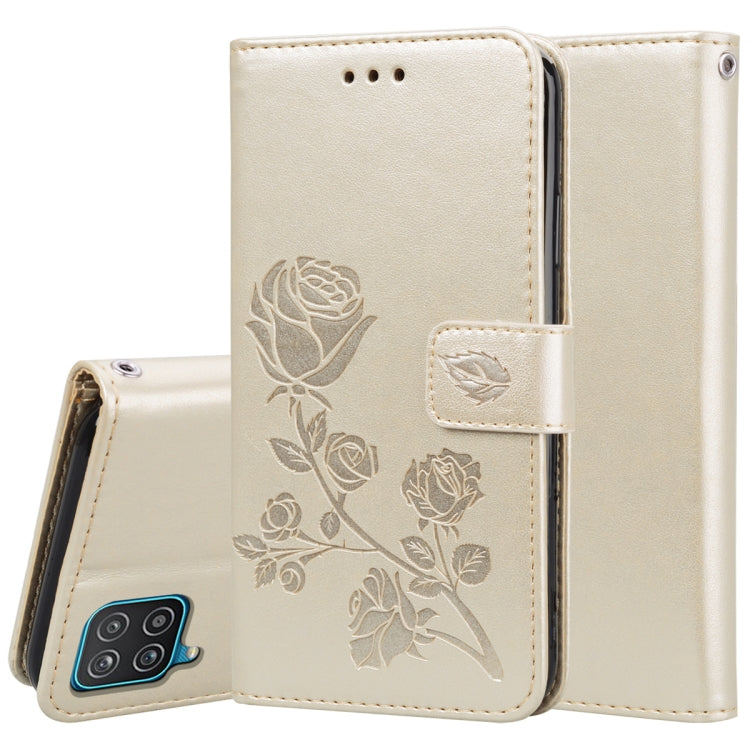 For Samsung Galaxy A22 4G Rose Embossed Leather Phone Case