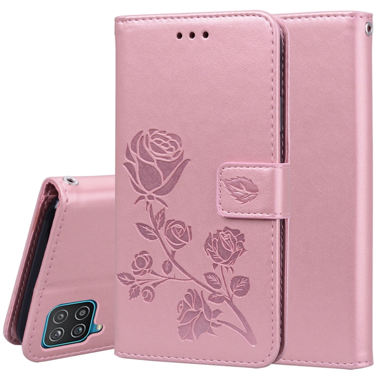 For Samsung Galaxy A22 4G Rose Embossed Leather Phone Case