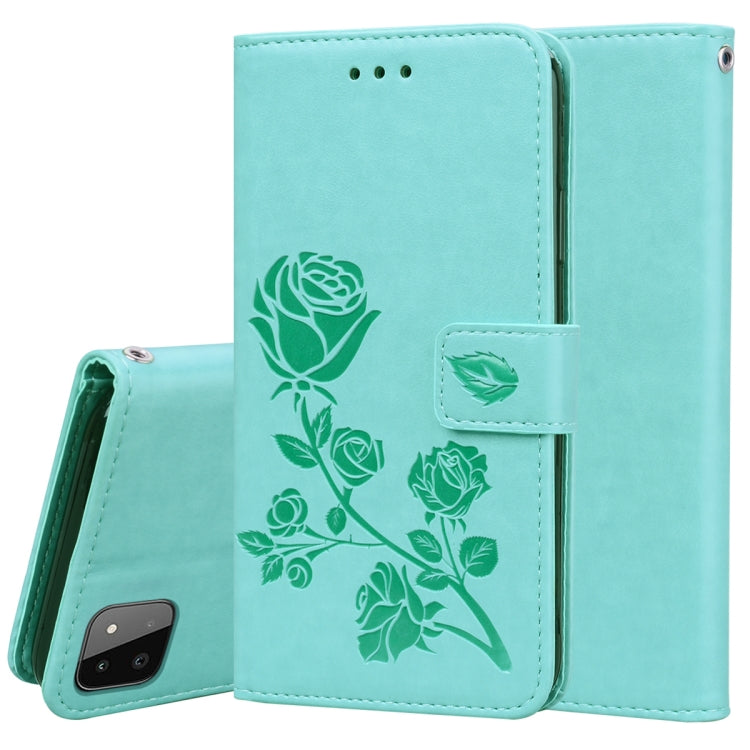 For Samsung Galaxy A22 5G Rose Embossed Leather Phone Case