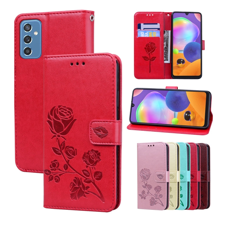 For Samsung Galaxy M52 5G Rose Embossed Leather Phone Case