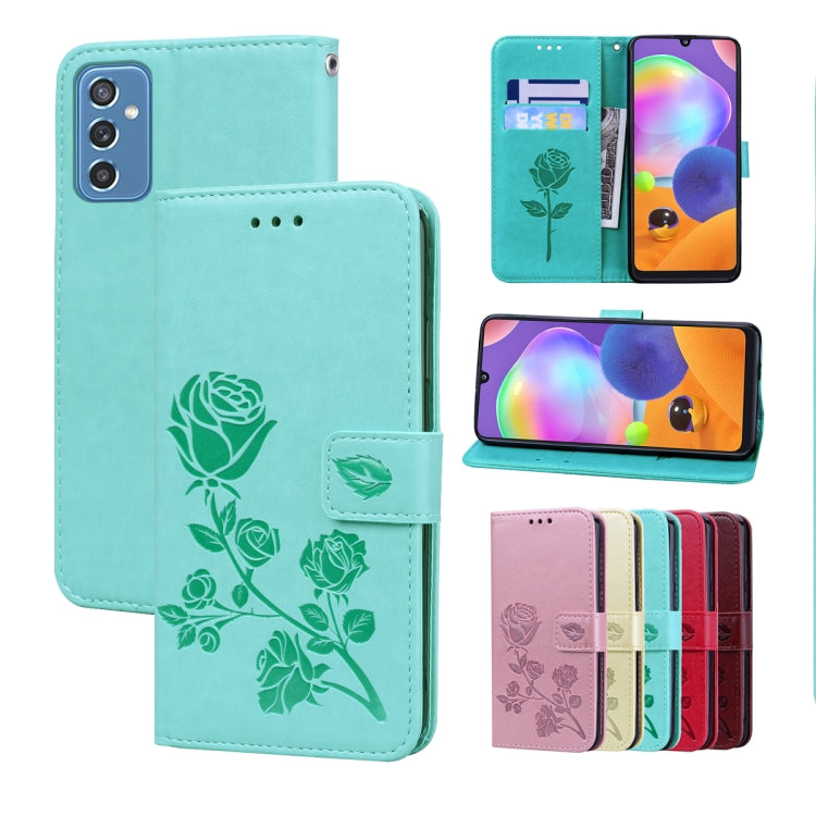 For Samsung Galaxy M52 5G Rose Embossed Leather Phone Case