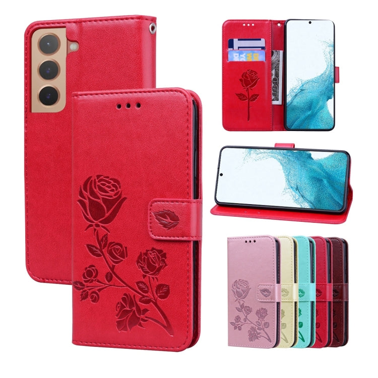 For Samsung Galaxy S22 5G Rose Embossed Leather Phone Case