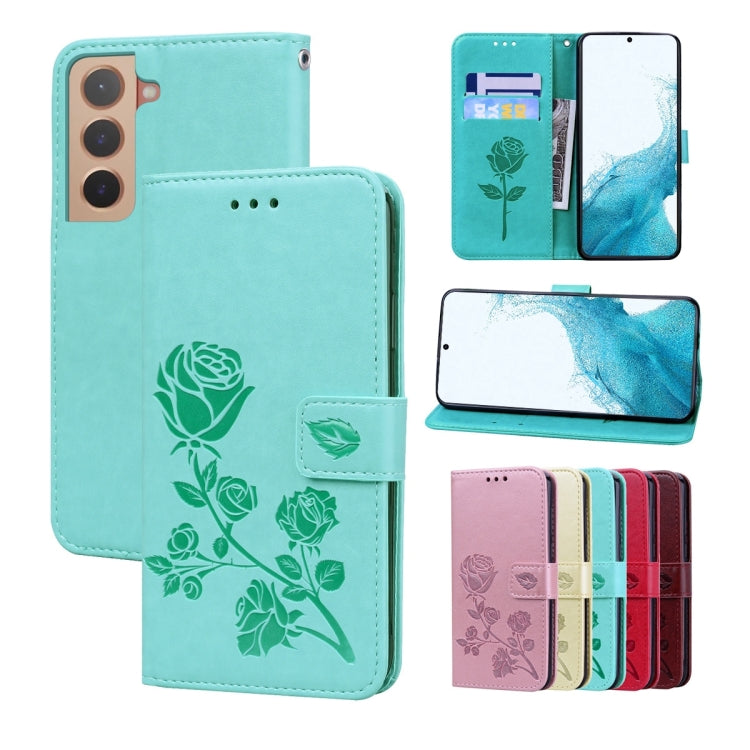 For Samsung Galaxy S22 5G Rose Embossed Leather Phone Case