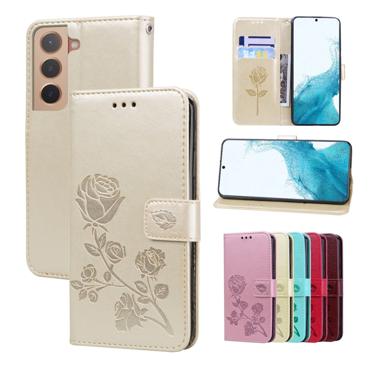 For Samsung Galaxy S22 5G Rose Embossed Leather Phone Case