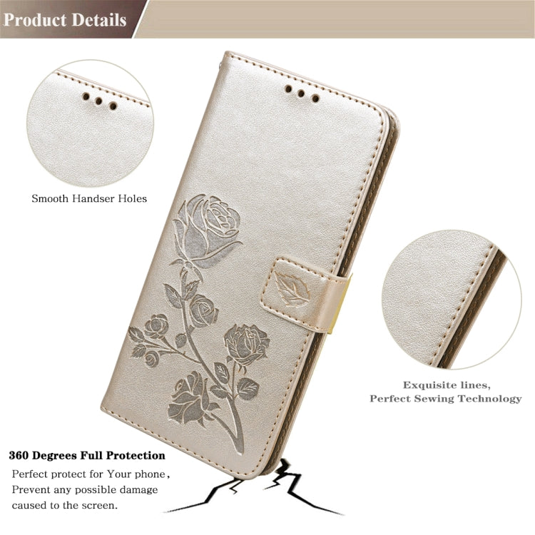 For Samsung Galaxy S22+ 5G Rose Embossed Leather Phone Case
