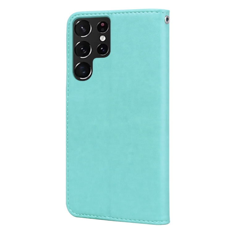For Samsung Galaxy S22 Ultra 5G Rose Embossed Leather Phone Case