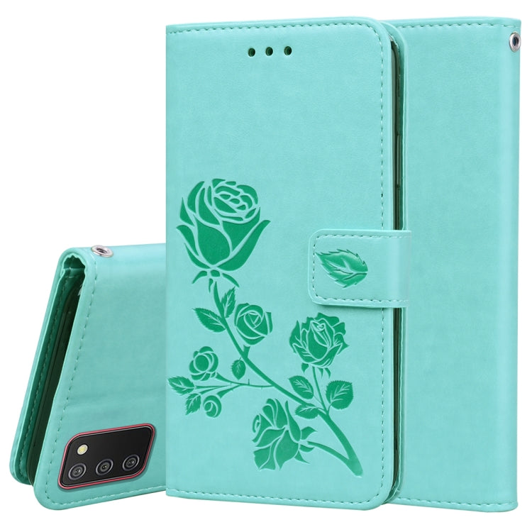 For Samsung Galaxy A02s Rose Embossed Leather Phone Case