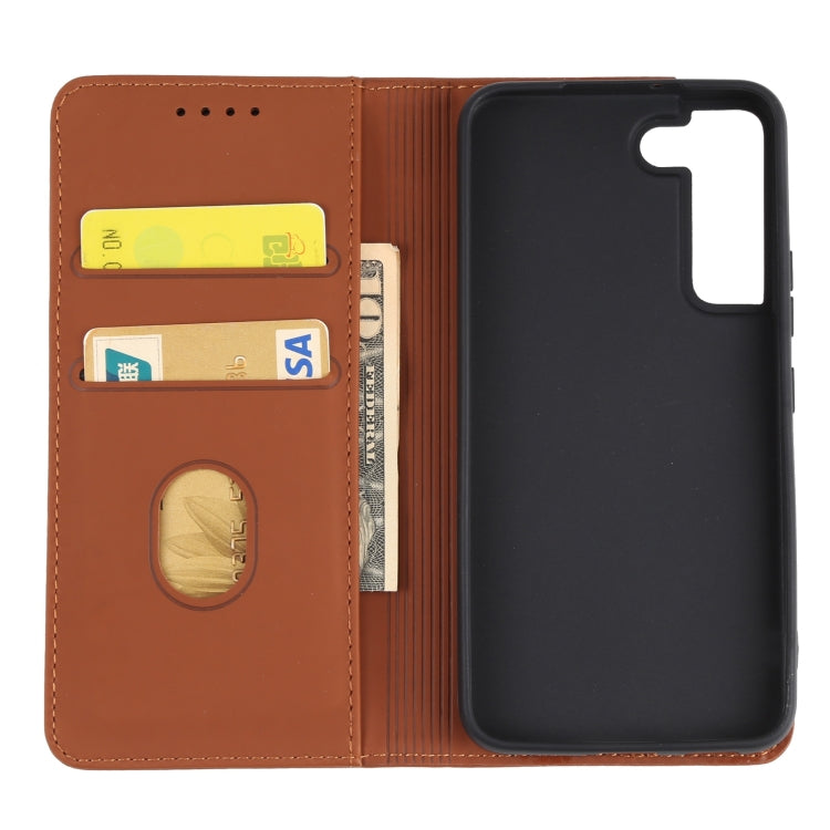 For Samsung Galaxy S22 5G Strong Magnetism Liquid Feel Horizontal Flip Leather Phone Case