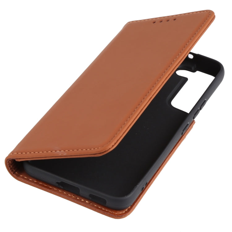 For Samsung Galaxy S22 5G Strong Magnetism Liquid Feel Horizontal Flip Leather Phone Case