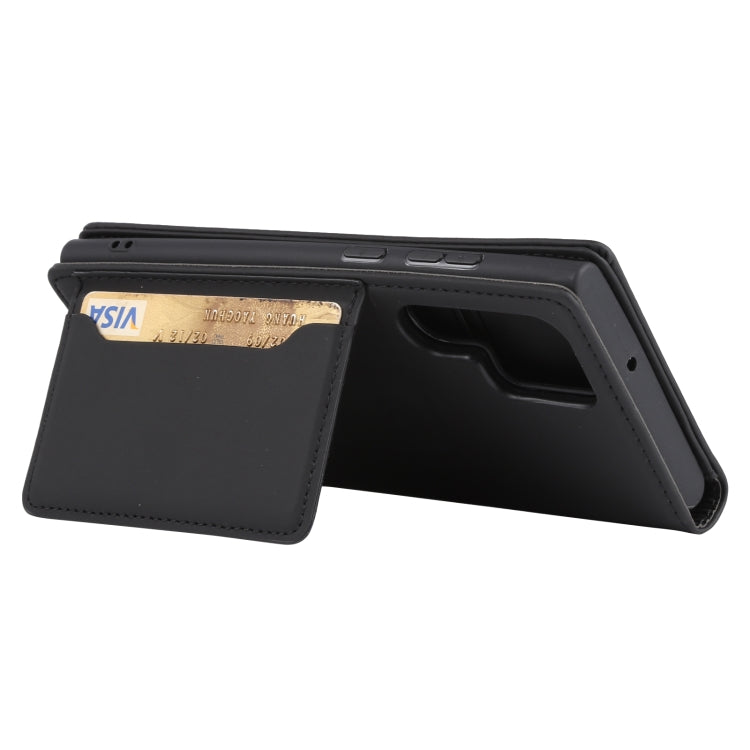 For Samsung Galaxy S22 Ultra 5G Strong Magnetism Liquid Feel Horizontal Flip Leather Phone Case